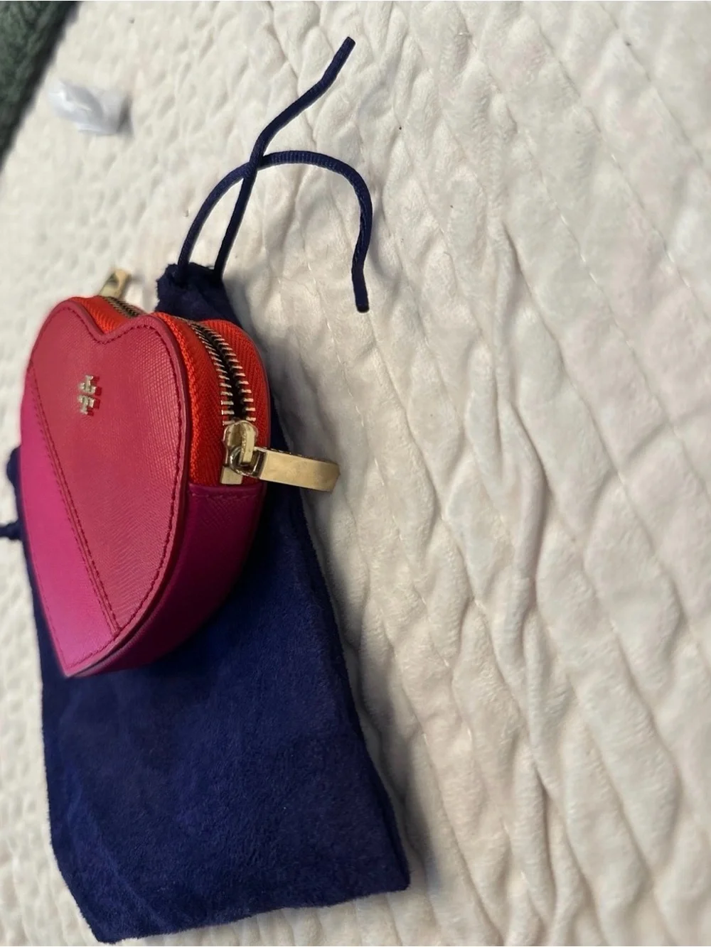 Tory Burch Two Tone Heart Shape Coin Case